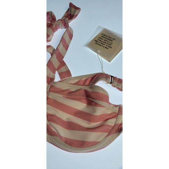 SAME LOS ANGELES 2 PC BIKINY WOMENS The Lady Bra And Rucched Bottom Stripped L - Picture 9 of 15